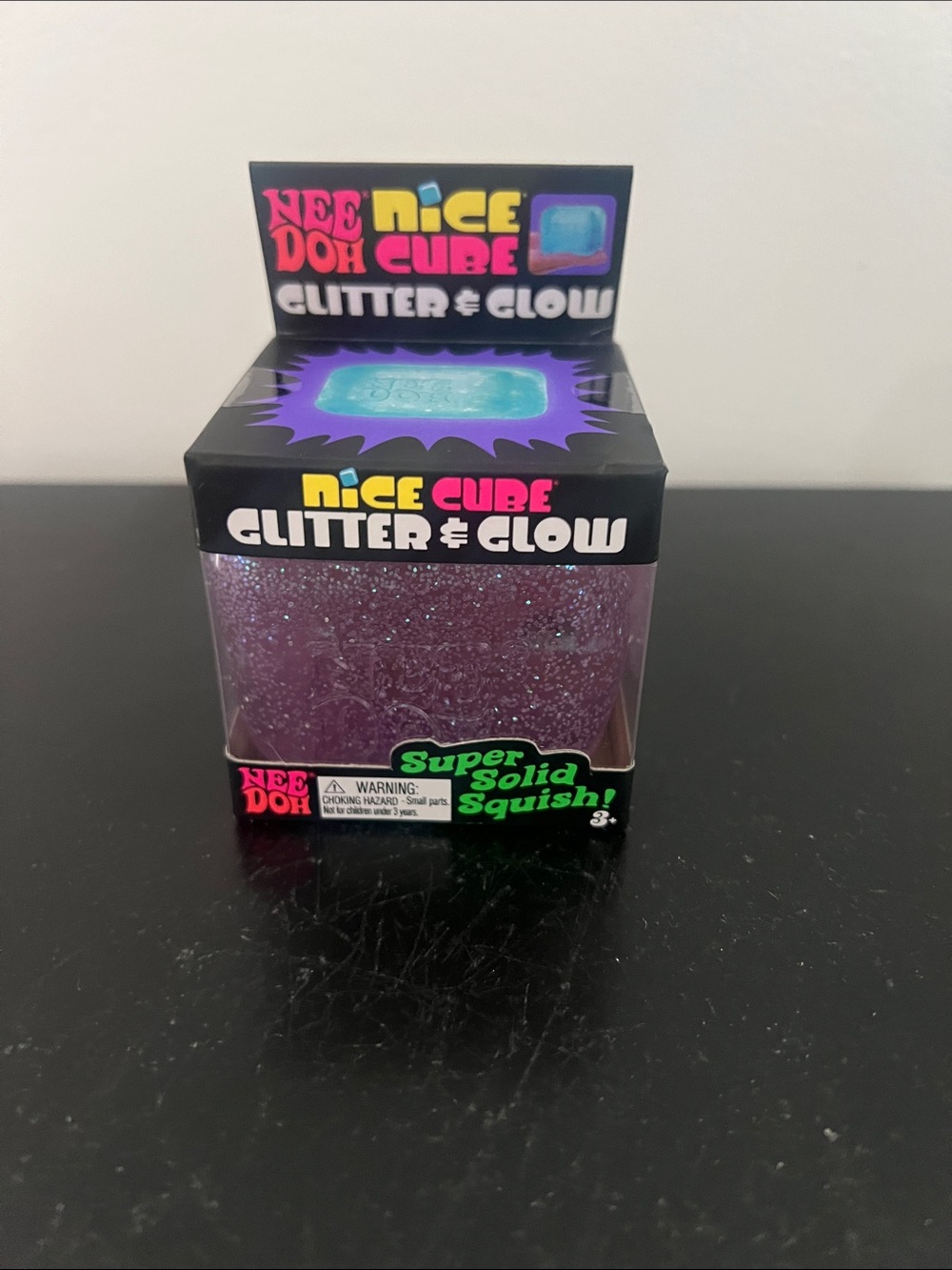 Needoh NiceCube Glitter & Glow Squishy - Purple viral hard to find!